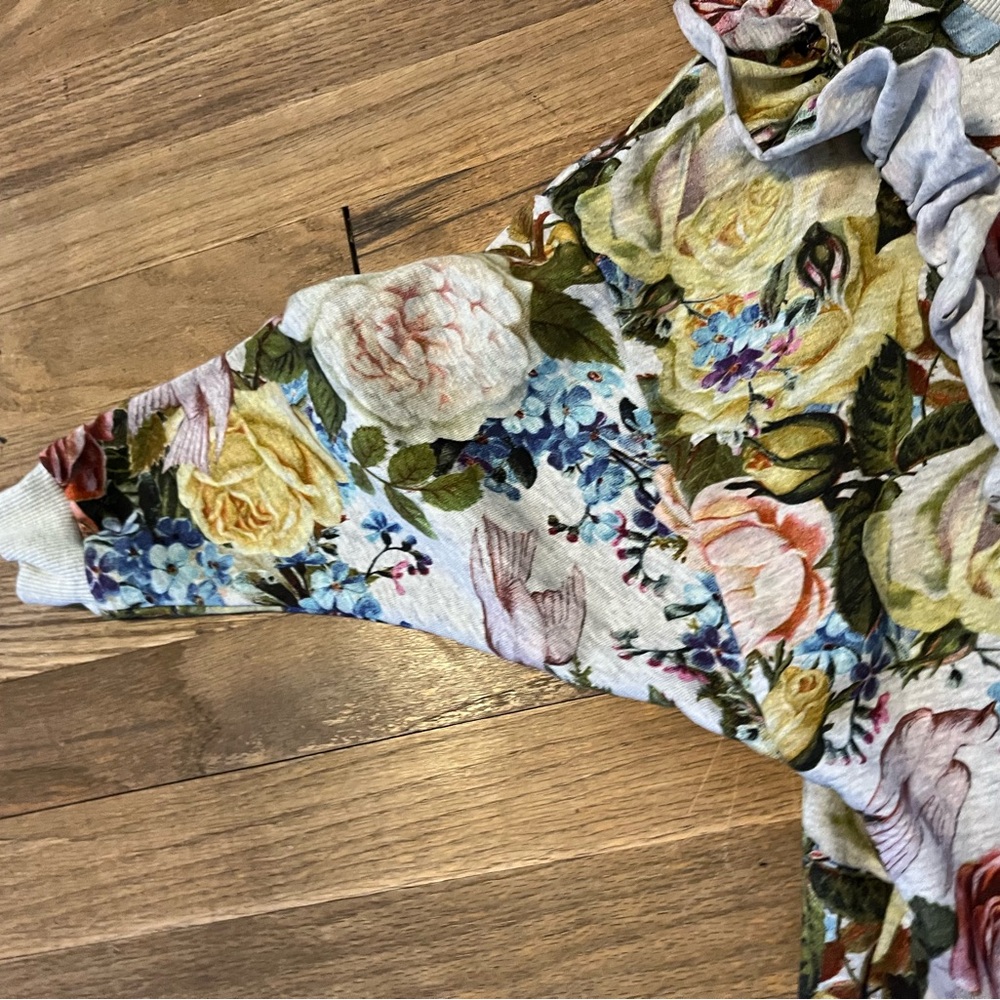 Paper wing floral girls crewneck top - Picture 5 of 6